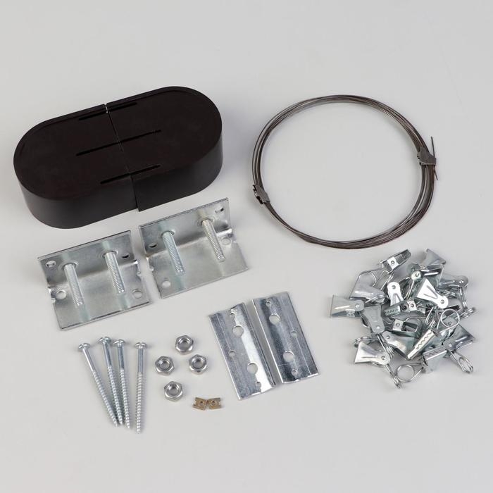 Карниз-струна 3,5 м, с металлическими зажимами, 20 шт, цвет коричневый Карниз-струна 3,5 м, с металлическими зажимами, 20 шт, цвет коричневый