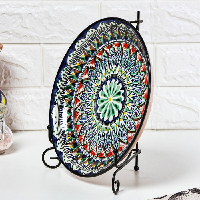 Ляган Риштанская Керамика  Ляган Риштанская Керамика "Узоры", 25 см, синий