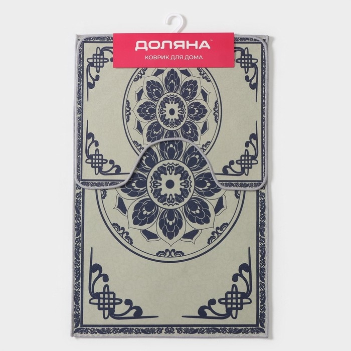 Набор ковриков для ванной и туалета Доляна «Адиса», 2 шт, 50×80 см, 40×50 см, цвет серый