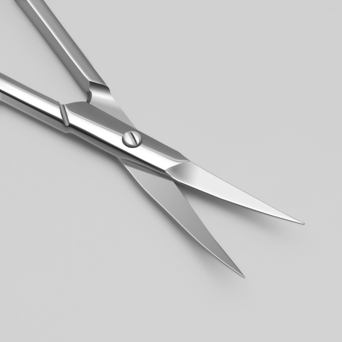 Ножницы маникюрные, для кутикулы, загнутые, узкие, 10 см, на блистере, цвет серебристый, 081