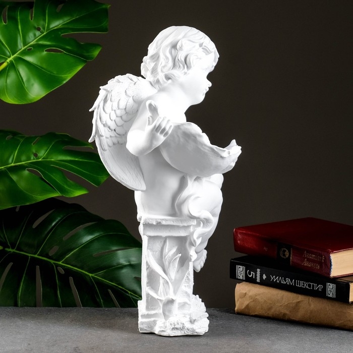 Фигура  Фигура "Ангелочек с чашей" белый, 13х15х43см