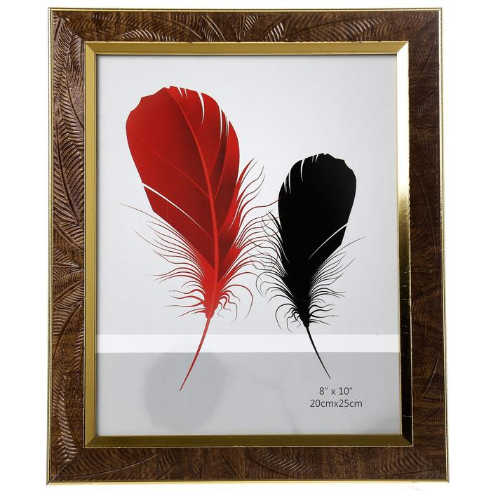 Фоторамка пластик 20х25 см Фоторамка пластик 20х25 см "Листья на шоколаде, золотая двойная рамка" 29,7х25 см