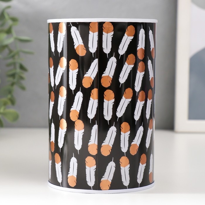 Копилка металл Копилка металл "Пёрышки" МИКС 8х8х12,5 см