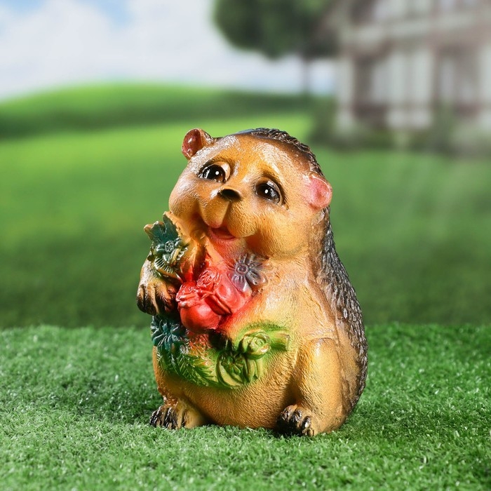 Садовая фигура  Садовая фигура "Ежик с цветами" 12х11х15см