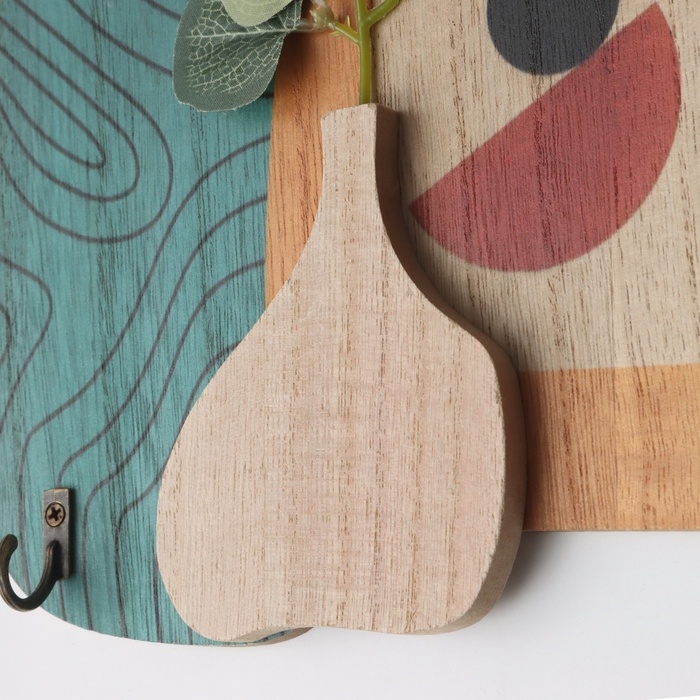 Крючки декоративные дерево Крючки декоративные дерево "Абстракция. Ваза с цветком" 1,5х19,5х23,5 см