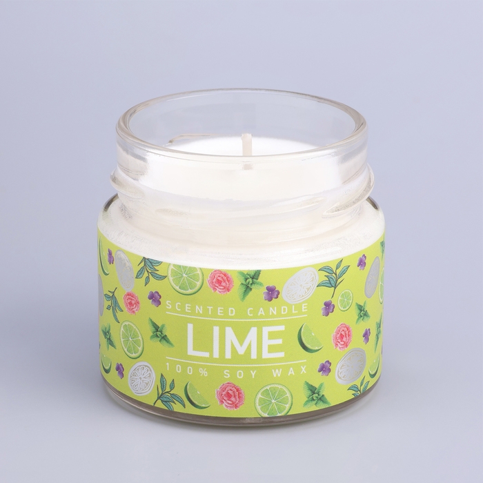Свеча ароматическая в банке  Свеча ароматическая в банке "Мятный лайм", совый воск, 80 г