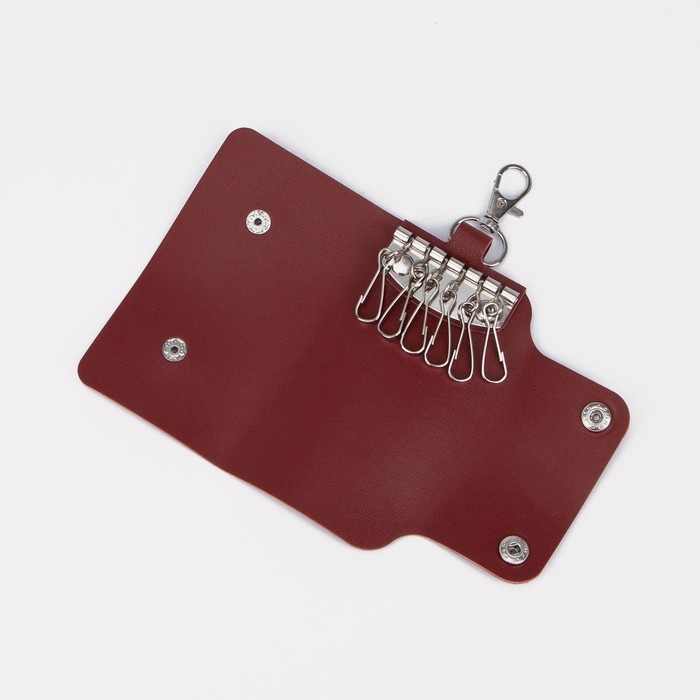 Ключница на кнопках, 11 см, 7 карабинов, цвет красный Ключница на кнопках, 11 см, 7 карабинов, цвет красный