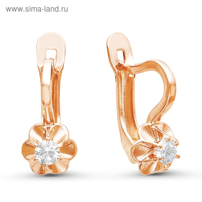 Серьги детские «Цветочек», розовое золочение, цвет белый Серьги детские «Цветочек», розовое золочение, цвет белый