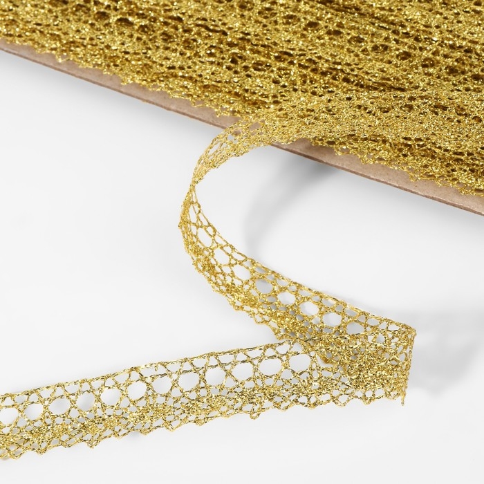 Тесьма декоративная, металлизированная, 10 ± 1 м, 15 мм, цвет золотой Тесьма декоративная, металлизированная, 10 ± 1 м, 15 мм, цвет золотой