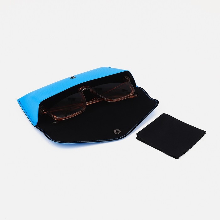 Футляр для очков на кнопке, длина 17 см, цвет голубой Футляр для очков на кнопке, длина 17 см, цвет голубой