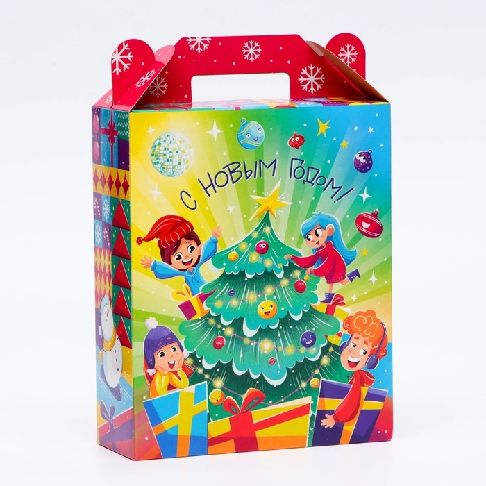 Новый год. Подарочная коробка новогодняя Фиеста 17 х 7 х 25,5 см. Новый год. Подарочная коробка новогодняя Фиеста 17 х 7 х 25,5 см.