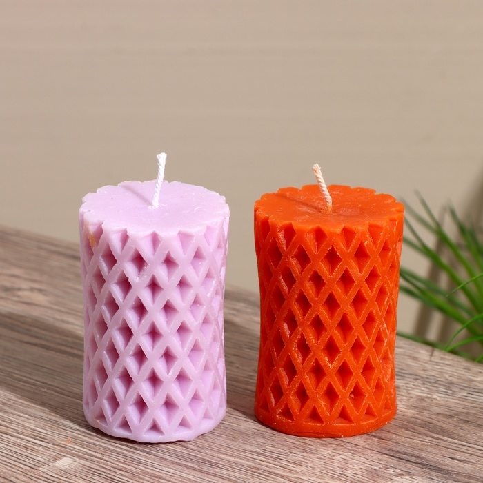 Свеча  Свеча "Столб сеточка" 6х6х8 см, соевый воск, микс
