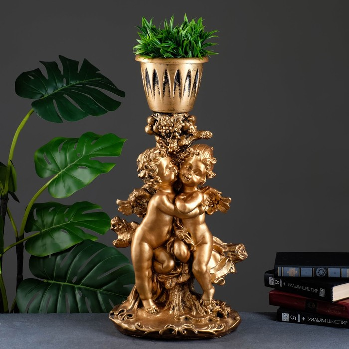 Фигурное кашпо Фигурное кашпо "Пара ангелов" бронза 1,2 л / 27х62х30см