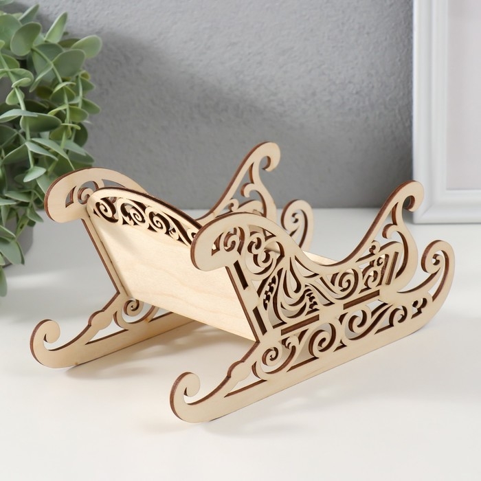 Шкатулка-сани  Шкатулка-сани "Узор" 21х10х10,5 см (набор 5 деталей)