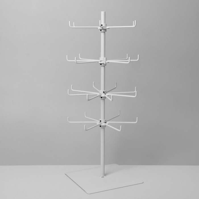 Вертушка, 2 яруса по 6 крючков и 2 яруса по 8 крючков, 17&times;17&times;32 см, цвет белый