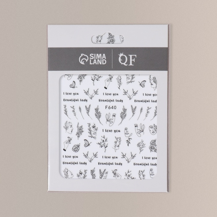 Наклейки для ногтей «Beautiful lady», цвет чёрный Наклейки для ногтей «Beautiful lady», цвет чёрный