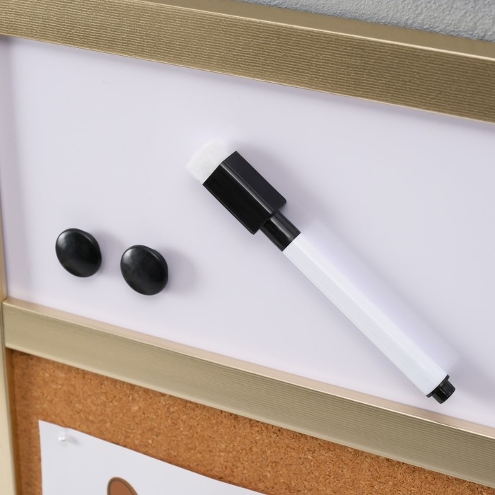 Фоторамка пластик на 4 фото 9х13 см магнитная доска, магниты, маркер, серебро 50х30х1,4 см   1042860