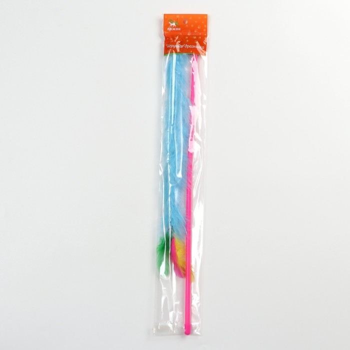 Дразнилка меховая  Дразнилка меховая "Длинный хвост", голубая