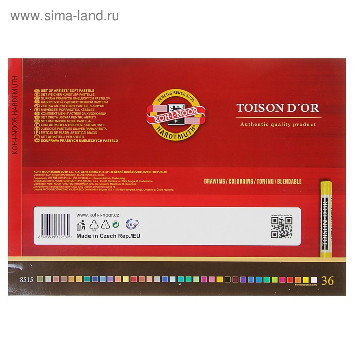Пастель сухая художественная 36 цветов, Koh-I-Noor TOISON D`OR 8515/36 Пастель сухая художественная 36 цветов, Koh-I-Noor TOISON D`OR 8515/36
