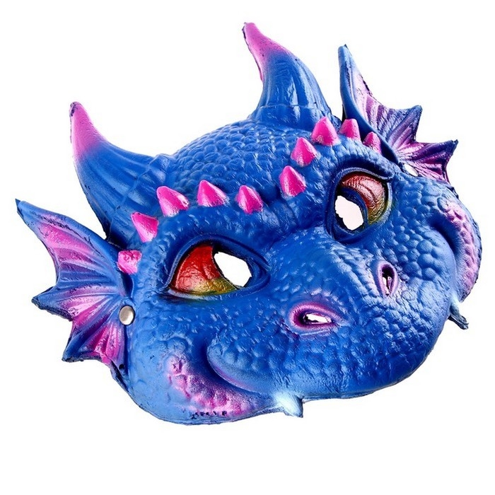 Маска карнавальная "Дракончик голубой"