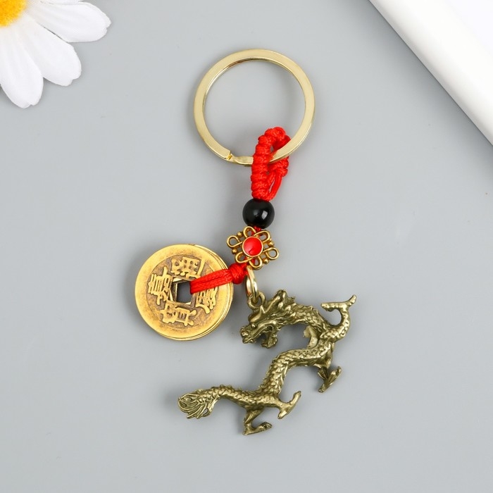 Брелок металл нэцке  Брелок металл нэцке "Китайский дракон" 5 монет h=7,5 см