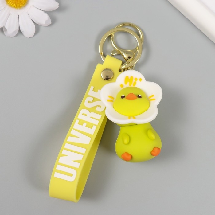 Брелок резина с карабином, ремешком  Брелок резина с карабином, ремешком "Цыплёнок в цветочке" цветочек крутится 3,5х4х6,2 см