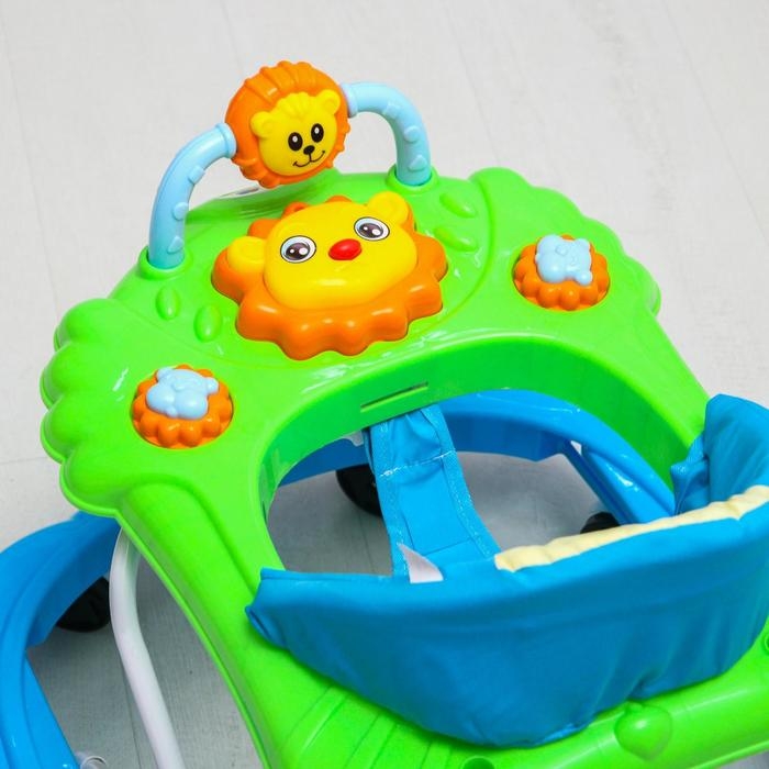 Ходунки «Львенок», 8 колес, тормоз, муз., игрушки, синий-зеленый Ходунки «Львенок», 8 колес, тормоз, муз., игрушки, синий-зеленый