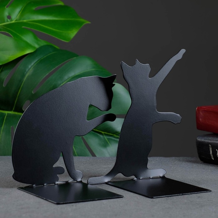 Держатель-подставка для книг  Держатель-подставка для книг "Кошки" набор 2шт, 15х10х10см, черный