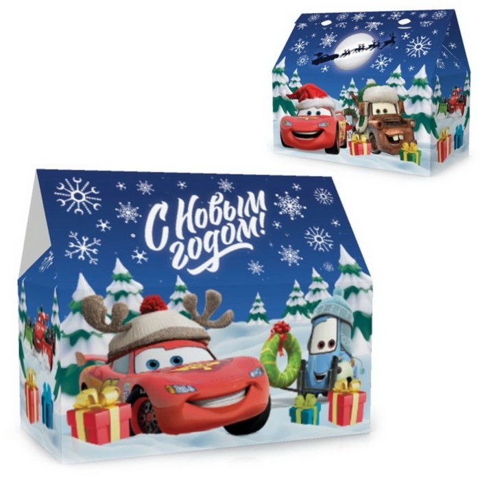Пакет-коробка,  Пакет-коробка, "С Новым годом", 37 х 33 х 20 см , Тачки