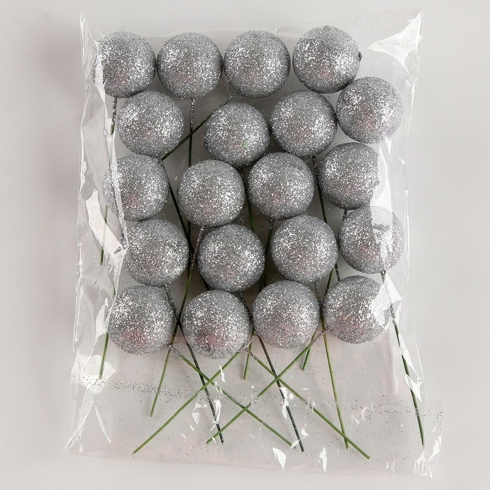 Набор топперов на проволоке «Шар», набор 20 шт., размер 1 шт. — 2 × 7,5 см, цвет серебро Набор топперов на проволоке «Шар», набор 20 шт., размер 1 шт. — 2 × 7,5 см, цвет серебро