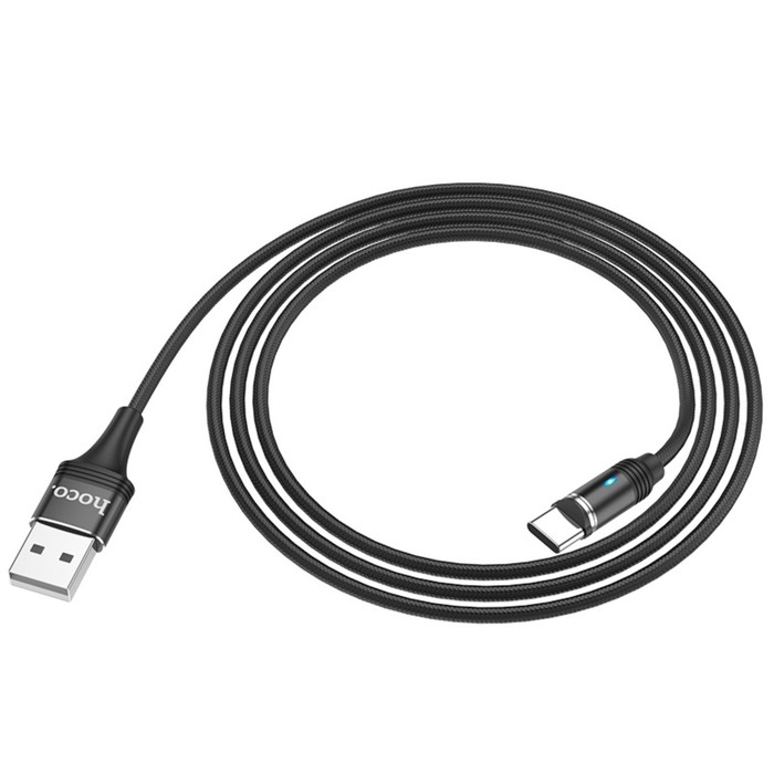 Кабель Hoco U76, Type-C - USB, магнитный разъем, 2 А, 1.2 м , оплетка нейлон, чёрный