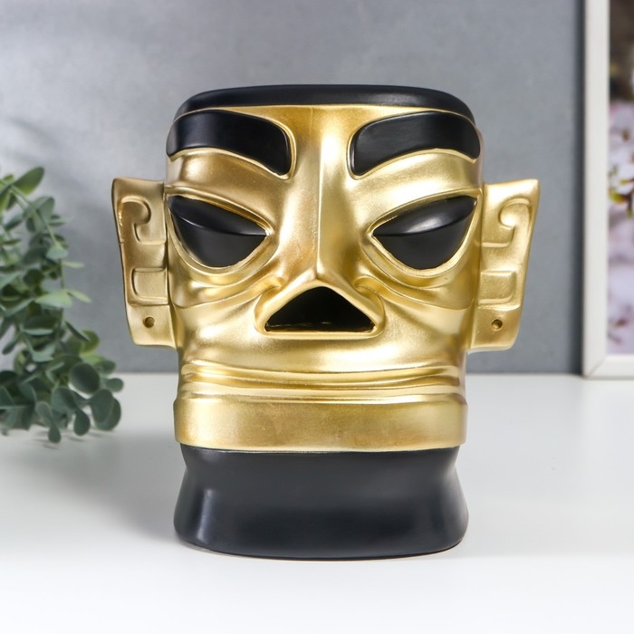 Сувенир полистоун салфетница  Сувенир полистоун салфетница "Абориген с острым носом" чёрно-золотой 19х12х20 см