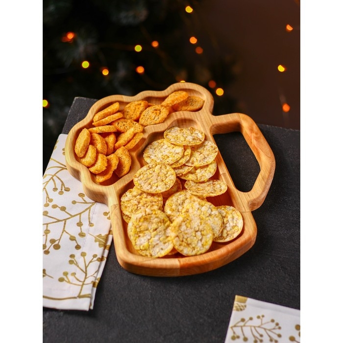 Менажница Adelica для подачи «Пивная кружка», 2 секции, 25×22×1,8 см, пропитано минеральным маслом, в подарочной коробке, берёза Менажница Adelica для подачи «Пивная кружка», 2 секции, 25×22×1,8 см, пропитано минеральным маслом, в подарочной коробке, берёза