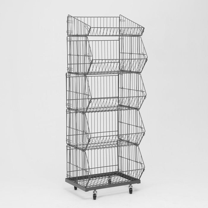 Накопитель разборный на колесах, 5 корзин, 50×43×147, цвет серый Накопитель разборный на колесах, 5 корзин, 50×43×147, цвет серый