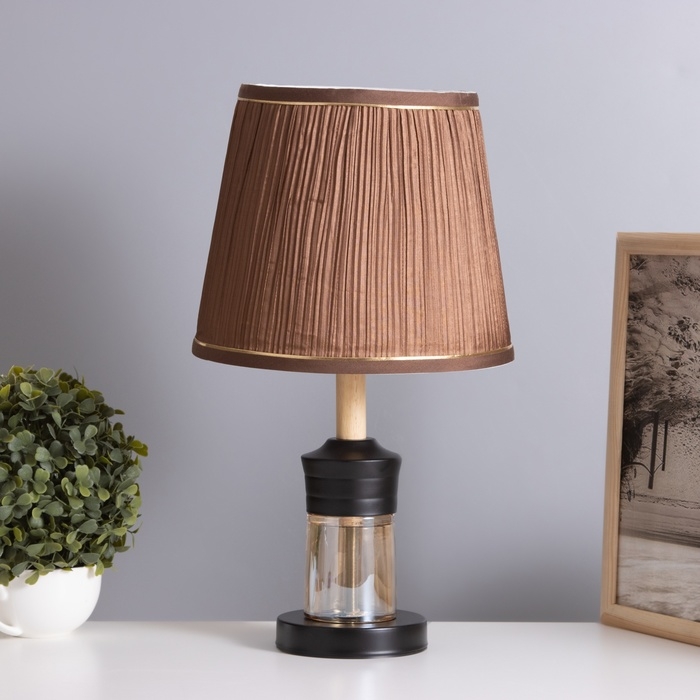 Лампа настольная Лампа настольная "Луиза" 1х40Вт Е27 1х5Вт LED черный/шоколад 25х25х43см