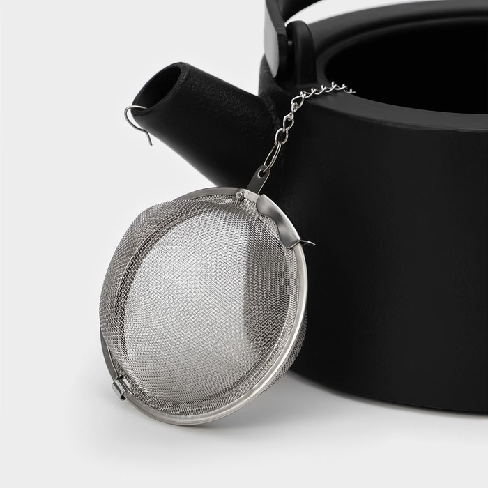 Чайник для плиты с эмалированным покрытием внутри Magma «Сайгон», 1,1 л, чугун, с ситом, индукция, цвет чёрный Чайник для плиты с эмалированным покрытием внутри Magma «Сайгон», 1,1 л, чугун, с ситом, индукция, цвет чёрный