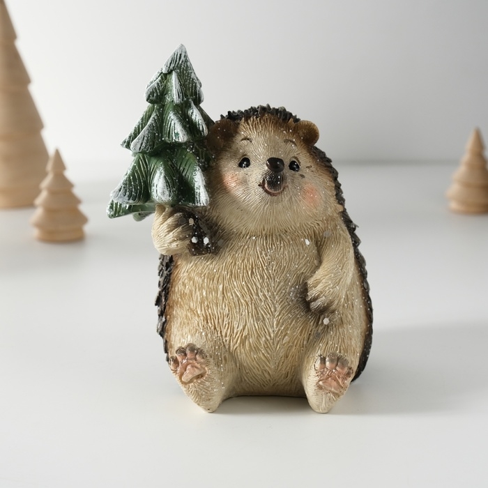 Сувенир полистоун  Сувенир полистоун "Милый ёжик с ёлочкой" 10х9,5х12,5 см