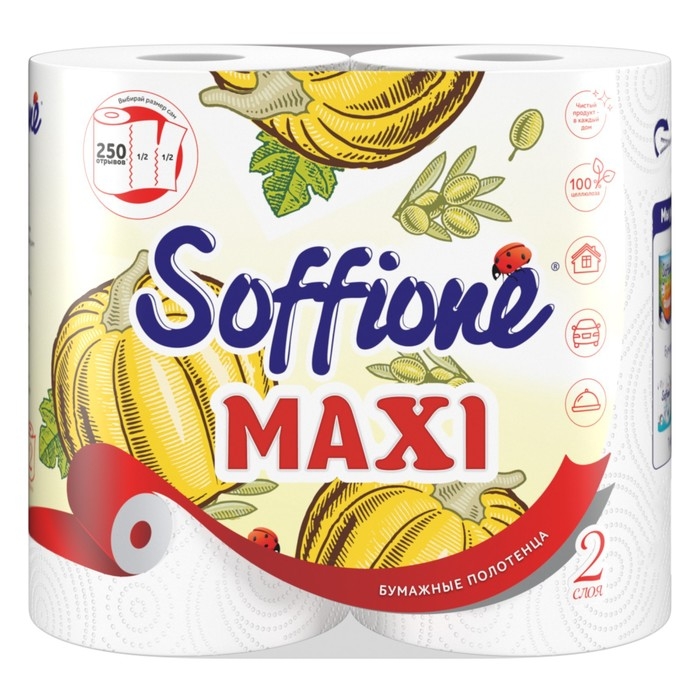Полотенца бумажные Soffione Maxi, 2 слоя, 2 рулона Полотенца бумажные Soffione Maxi, 2 слоя, 2 рулона