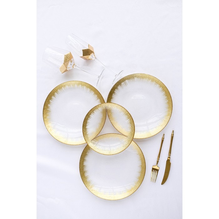 Тарелка стеклянная &laquo;Бурлеск&raquo;, d=21 см, цвет золотой