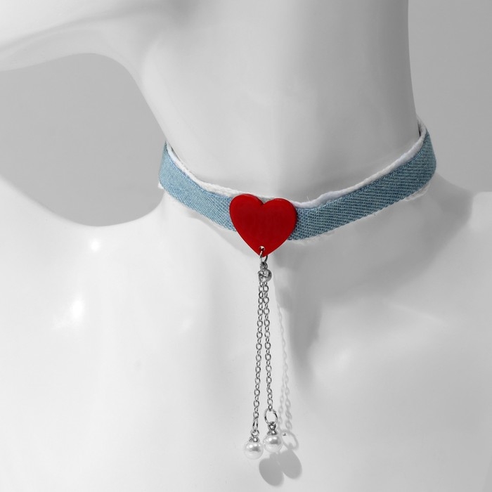 Чокер «Джинс» сердце, цветной, 36 см Чокер «Джинс» сердце, цветной, 36 см