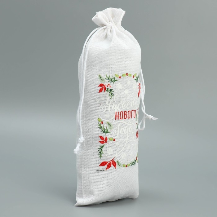 Мешок с термонаклейкой под бутылку «Счастье в моменте», 13 х 31 см +/- 1.5 см, Новый год Мешок с термонаклейкой под бутылку «Счастье в моменте», 13 х 31 см +/- 1.5 см, Новый год