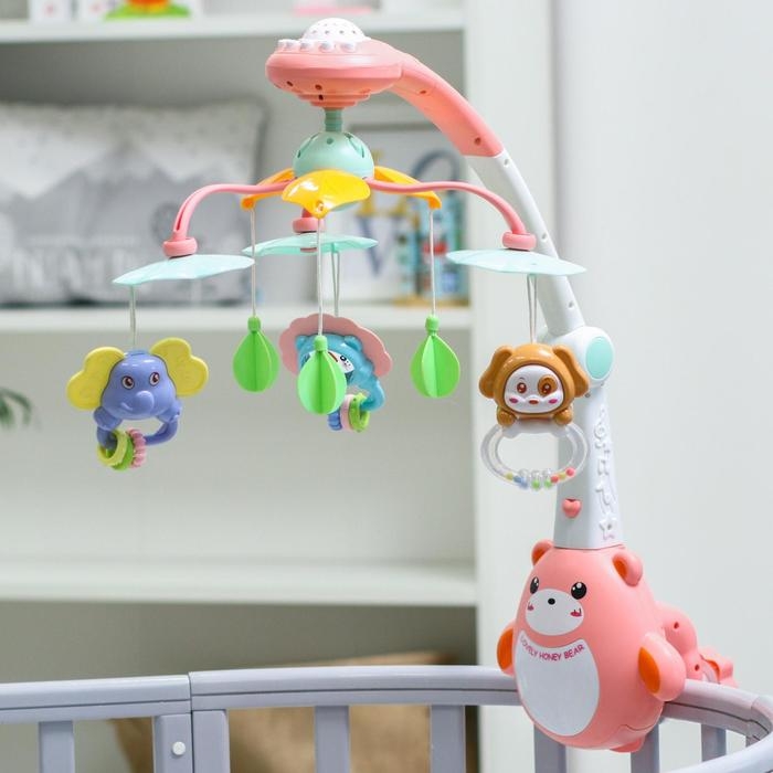 Мобиль музыкальный на кроватку «Мишка. Малыши», проектор, пульт, цвет МИКС Мобиль музыкальный на кроватку «Мишка. Малыши», проектор, пульт, цвет МИКС