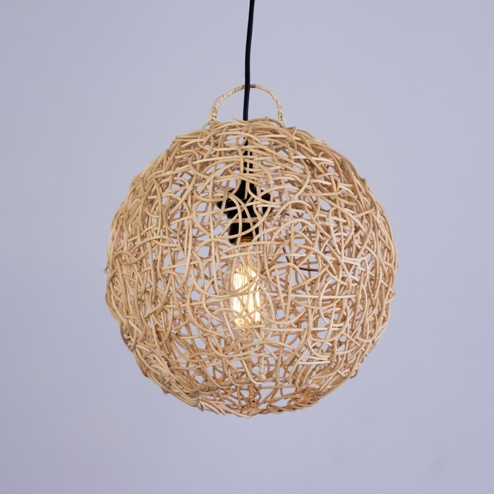 Светильник потолочный из ротанга Светильник потолочный из ротанга "Сфера" 1х120Вт, Е27, 30х30х30 см