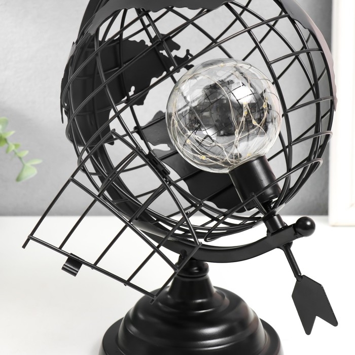 Сувенир металл свет  Сувенир металл свет "Глобус со стрелой" чёрный, LED 32х21х32 см