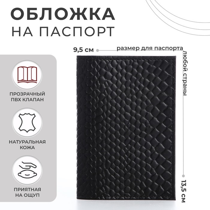 Обложка для паспорта, цвет чёрный Обложка для паспорта, цвет чёрный