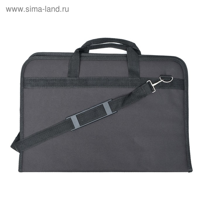 Папка для чертежей и рисунков для художников А3, 450 х 320 х 30 мм, с ручками, каркасная, текстильная, 3 кармана, чёрная, Estado