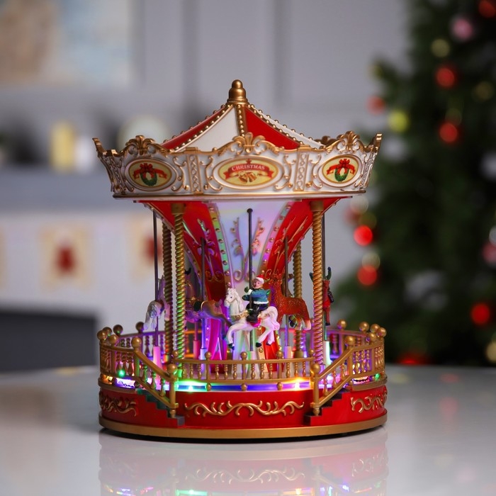 Светодиодная фигура «Красная карусель» 23 × 28 × 23 см, полистоун, USB, свечение мульти Светодиодная фигура «Красная карусель» 23 × 28 × 23 см, полистоун, USB, свечение мульти