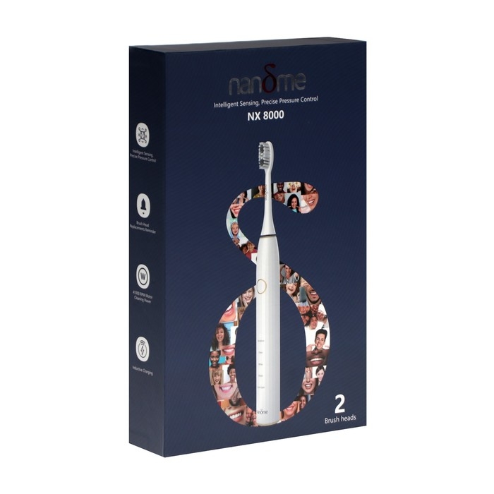 Электрическая зубная щетка Nandme NX8000, 5 режимов, АКБ, 2900 мАч, 2 насадки, белая Электрическая зубная щетка Nandme NX8000, 5 режимов, АКБ, 2900 мАч, 2 насадки, белая
