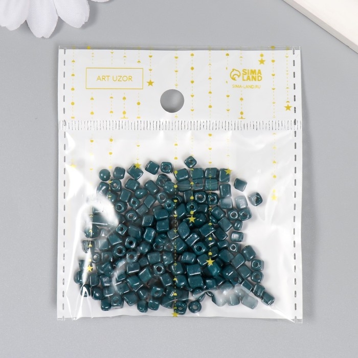 Бисер кубический стекло 4х4 мм  Бисер кубический стекло 4х4 мм "Серо-синий" набор 20 гр