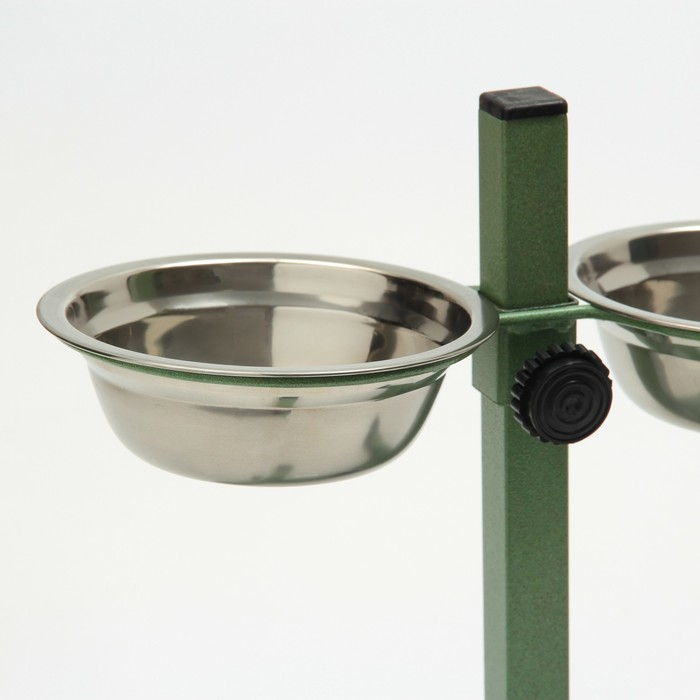 Подставка с мисками, 2 х 250 мл, высота 25 см, разборная, зелёная Подставка с мисками, 2 х 250 мл, высота 25 см, разборная, зелёная